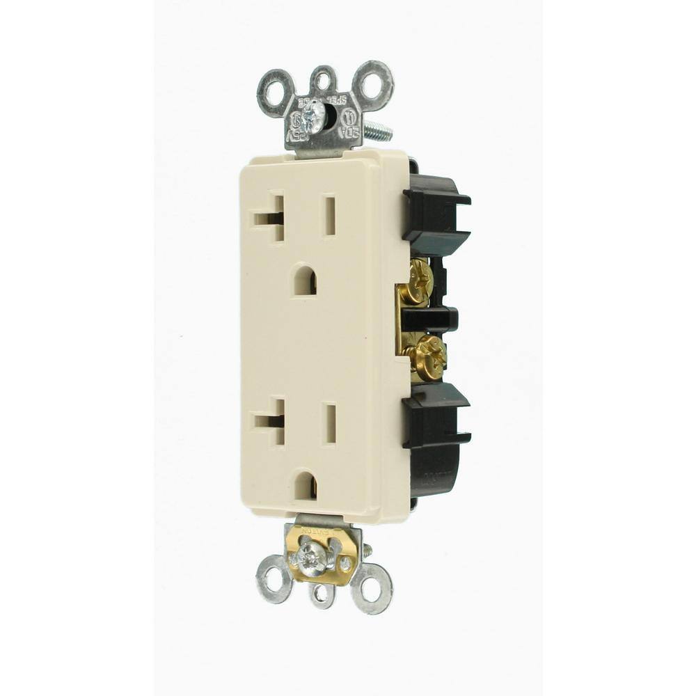 Leviton Decora Plus 20 Amp Industrial Grade Duplex Outlet Light Almond R86-16352-0TS