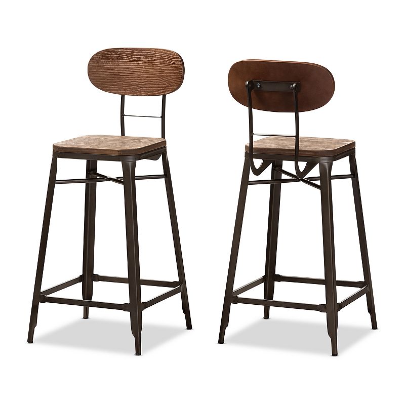 Baxton Studio Varek Rust Bar Stool 2-piece Set