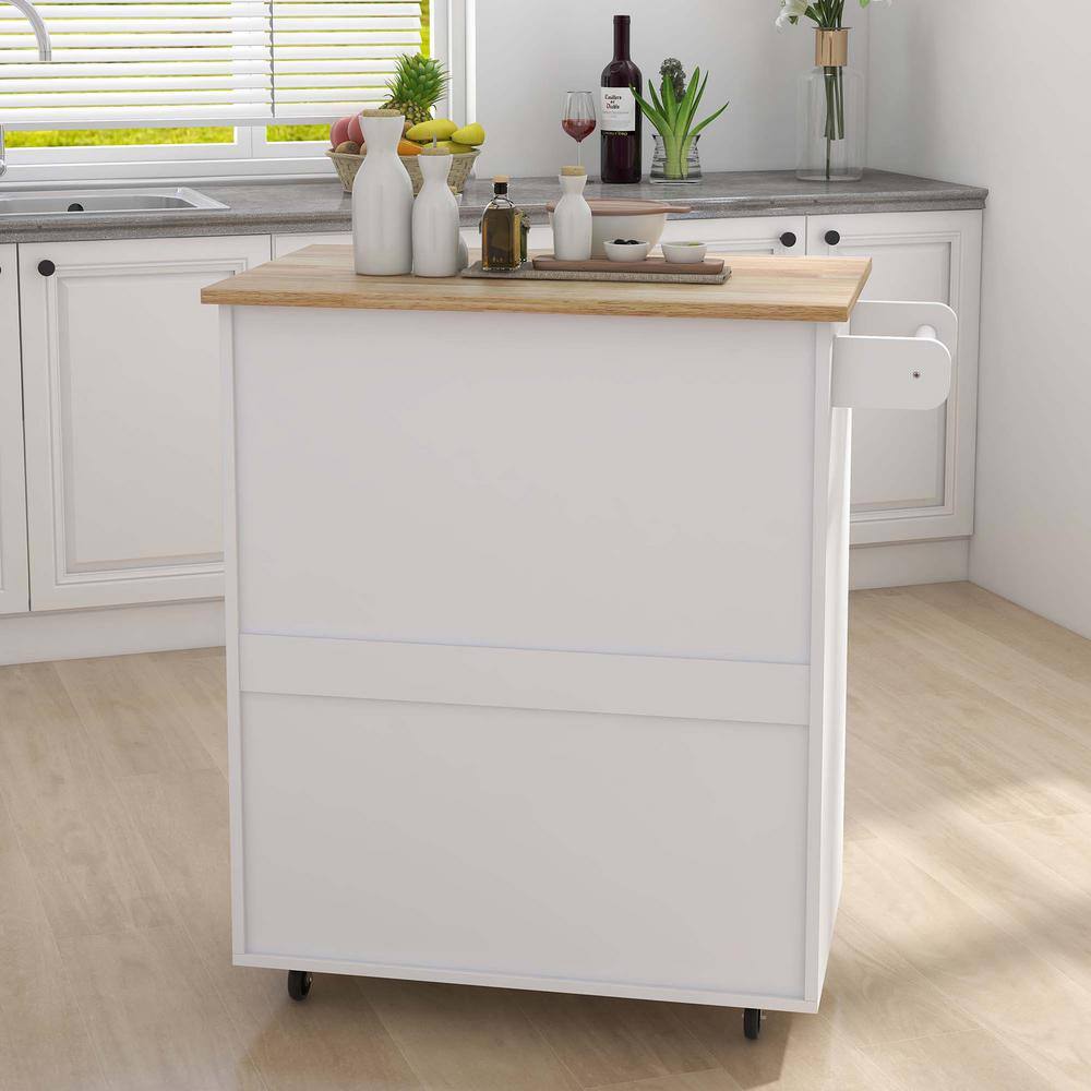 Whatseaso White MDF Kitchen Island L-KI110498538