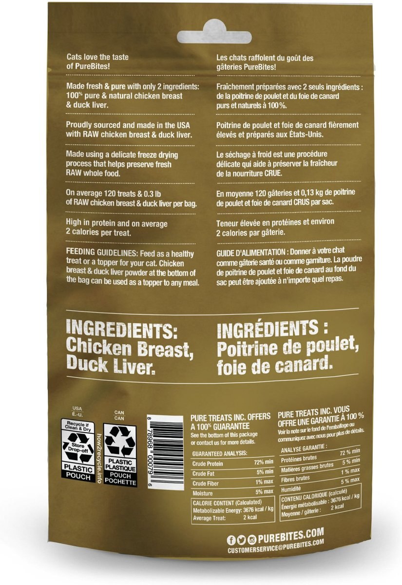 PureBites Chicken Breast and Duck Freeze-Dried Raw Cat Treats