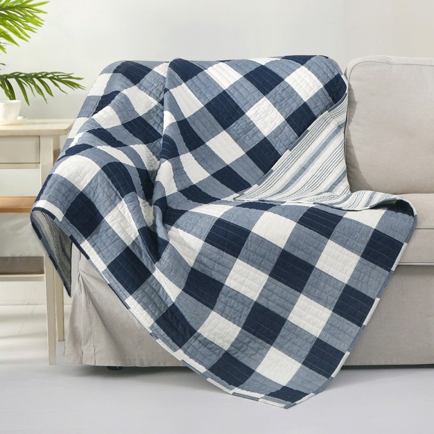 Camden Navy Quilted Throw Levtex Home