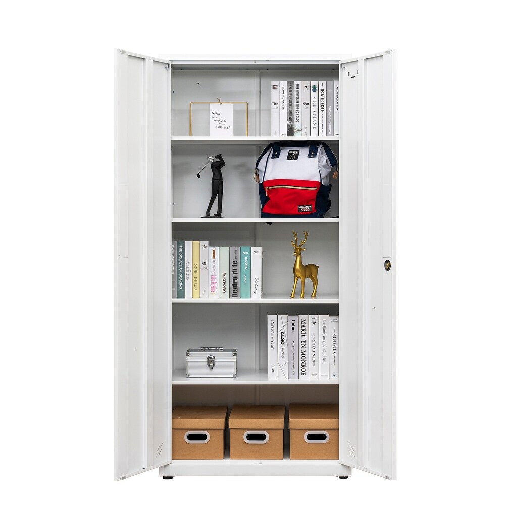 High Storage Cabinet with 2 Doors and 4 Partitions