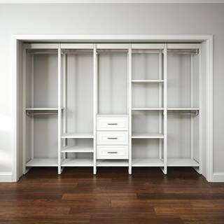 CLOSETS By LIBERTY 113 in. W White Adjustable Tower Wood Closet System with 3 Drawers and 18 Shelves HS74567-RW-10