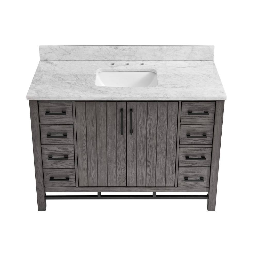 Home Decorators Collection Stanbury 48 in. W x 22 in. D Vanity in Cashmere with Carrara Marble Vanity Top with White Sink 1459VA48-247900