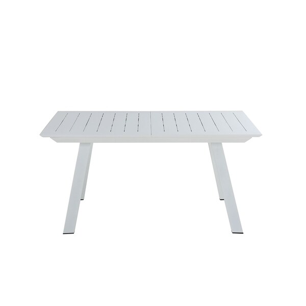 Somette Melbourne Matte White Outdoor Aluminum Table with Butterfly Extension