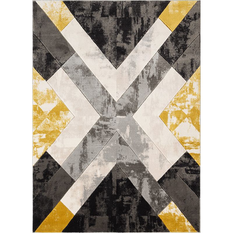 Well Woven Good Vibes Rosa Gold Modern Abstract Geometric Area Rug