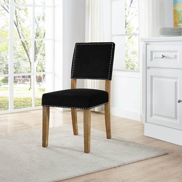 Fabric Upholstered Dining Side Chair Black - 19x36