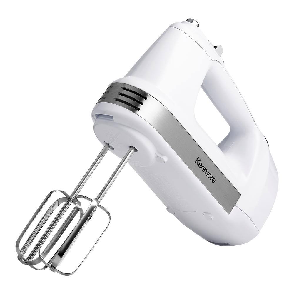 KENMORE Kenmore 5-Speed Hand Mixer  Beater  Blender White 250W with Clip-on Accessory Storage Case KKHM5