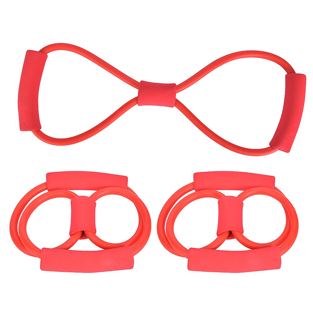 3pcs Domestic 8-shaped Pull Rope Chest Expander Exercise Stretching Strap Body Shaping Yoga Fitness Equipmentred