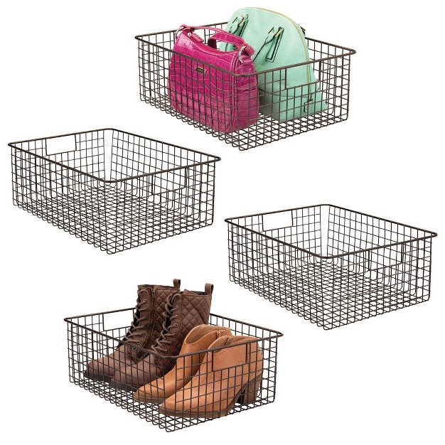 Mdesign Metal Wire Closet Organizer Basket With Built in Handles