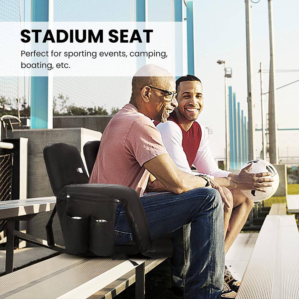 VIVOHOME Portable Reclining Stadium Chair with Padded Backrest and Adjustable Armrests Set of 2 X0025BHO7P