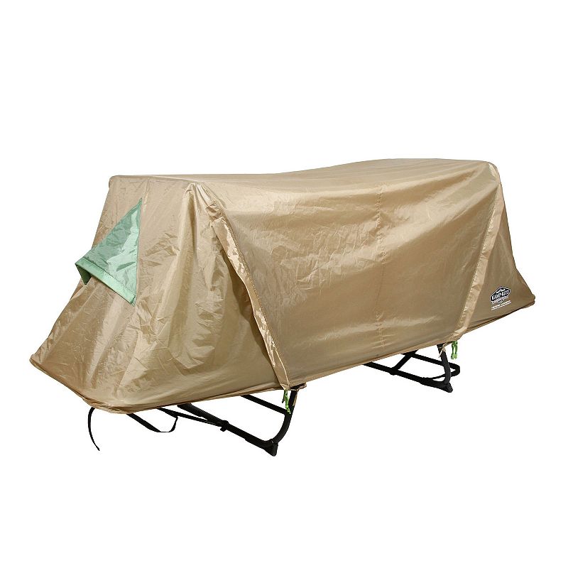 Kamp-rite Original Quick Setup 1 Person Cot， Lounge Chair， And Tent， Green and Tan