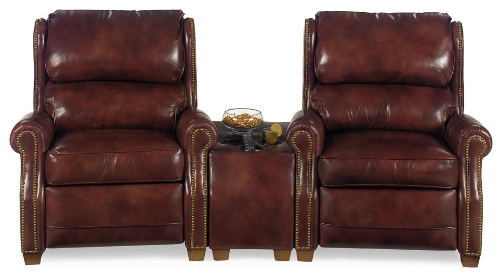 Wedge Home Theater Leather 2 Seat Hand Crafted USA  Nailhead Trim   Transitional   Living Room Furniture Sets   by EuroLuxHome  Houzz