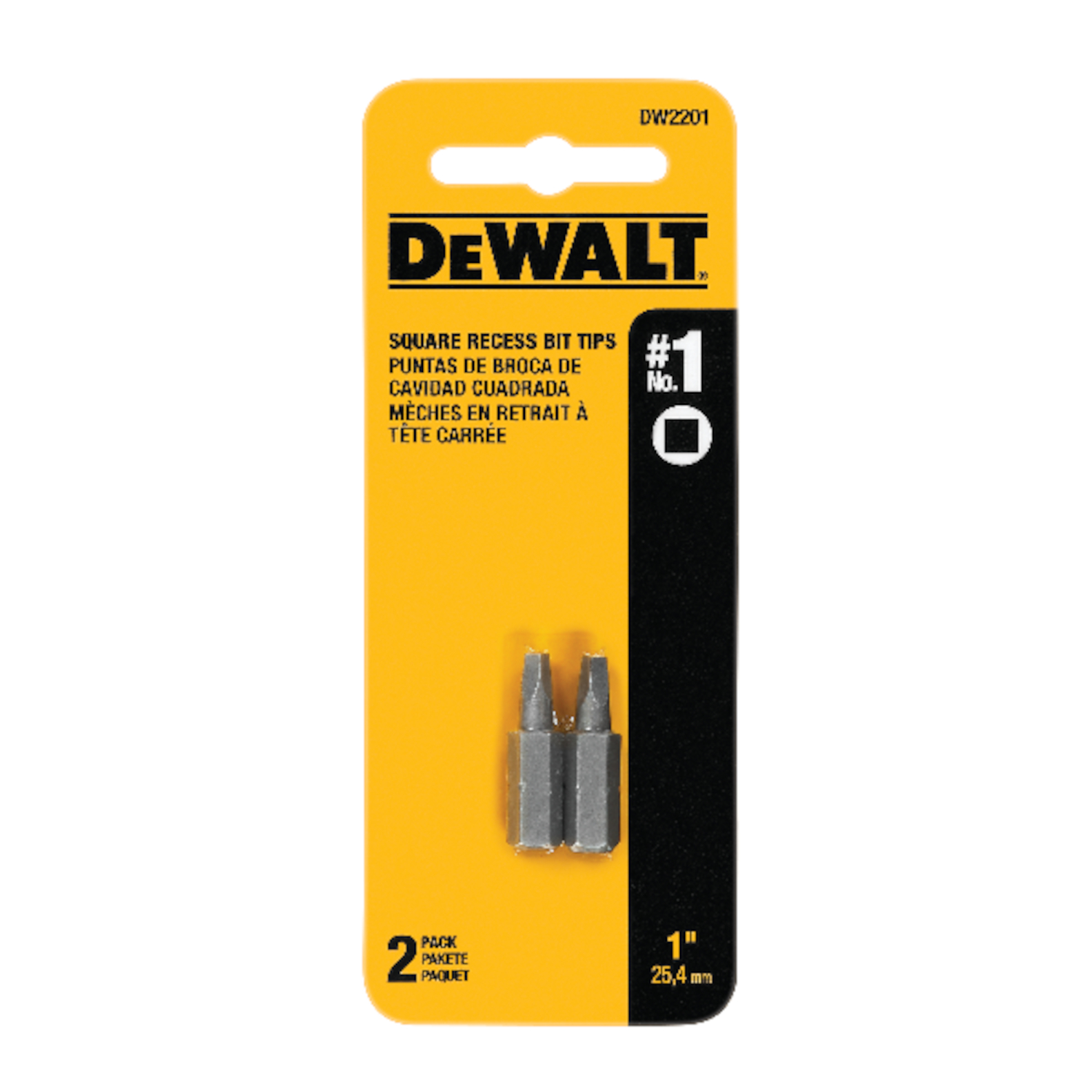 DW Square Recess #1 X 1 in. L Screwdriver Bit Heat-Treated Steel 2 pc