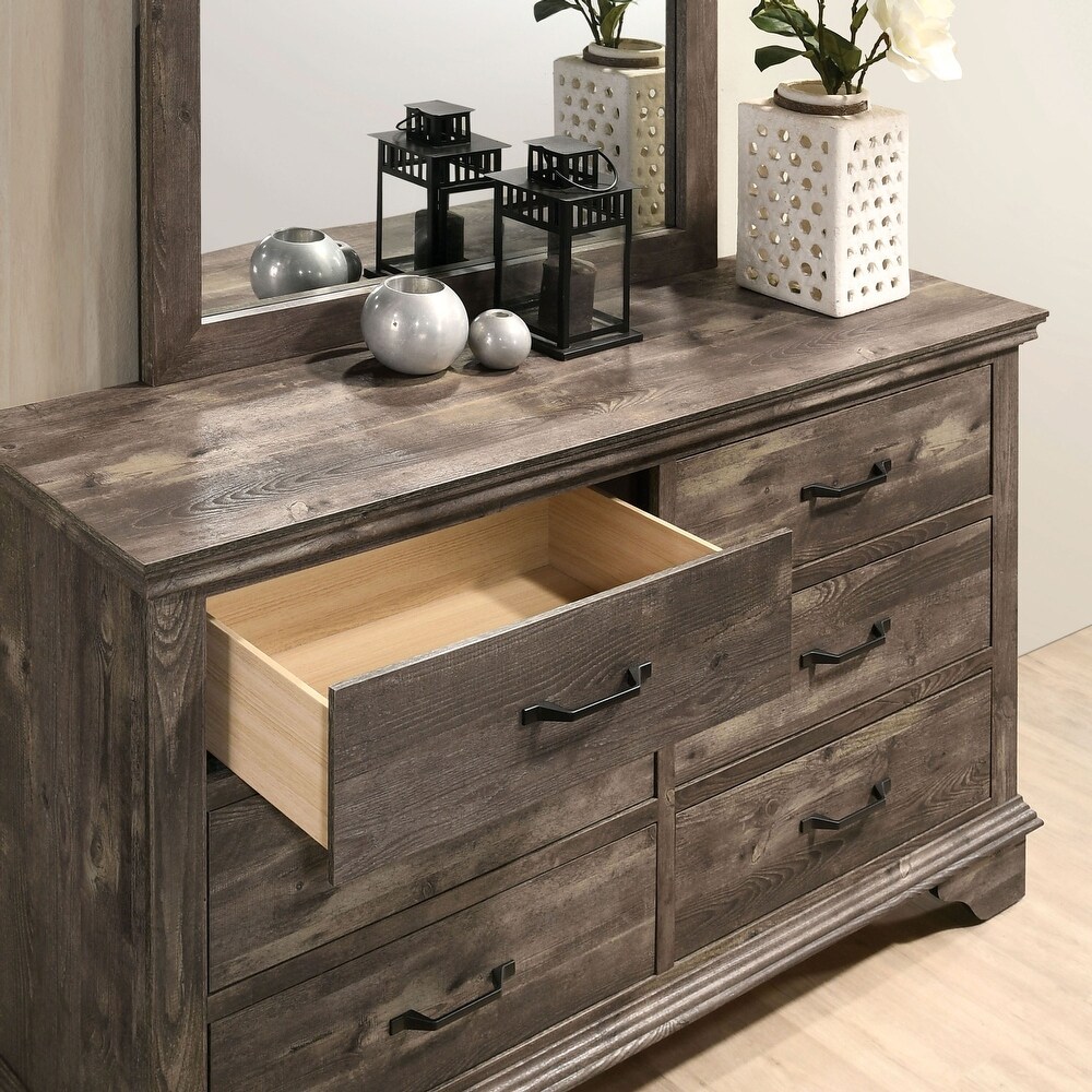 Balthasar Transitional Gray 56 inch Wide 6 Drawer Wood Dresser by Furniture of America