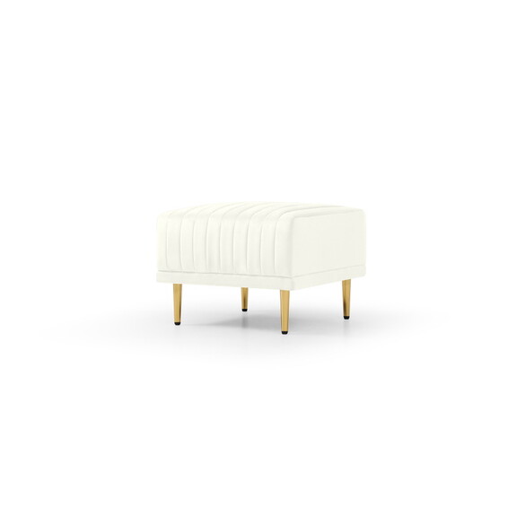 Square Ottoman Cream Velvet Stool Seat with Metal ...