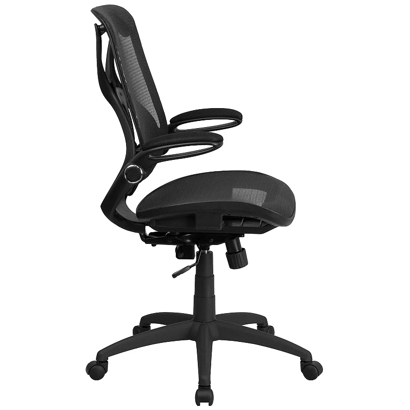 Emma and Oliver High Back Transparent Black Mesh 2-Paddle Ergonomic Office Chair with Arms