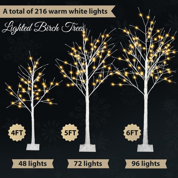 Charming Light and Shadow Birch Christmas Tree Set