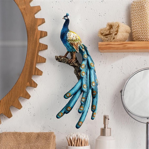 Design Toscano Fine Feathers Perching Peacock Wall Sculpture