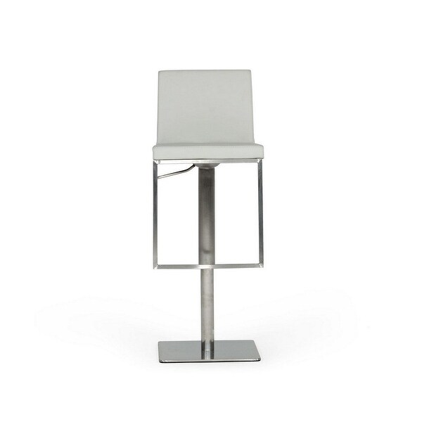 Cid 23 Inch Modern White Faux Leather Counter Bar Stool， Adjustable， Swivel - 18.5Lx18.75W x 33-42H， in inches