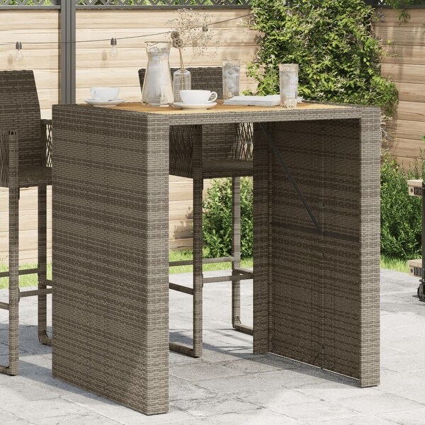 vidaXL Patio Table with Acacia Wood Top Outdoor Garden Furniture Poly Rattan