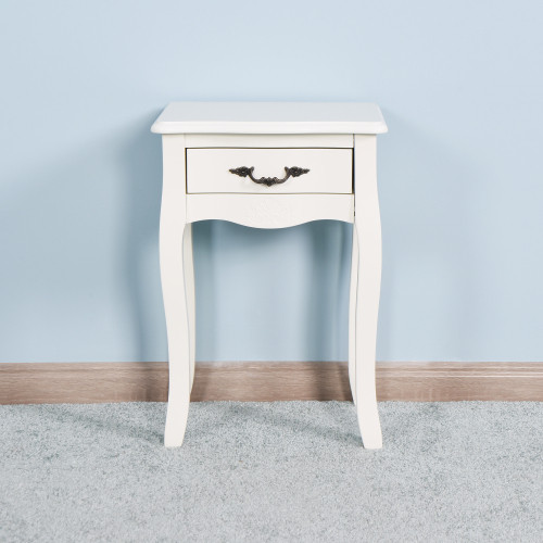 White Bathroom Floor Standing Storage Table with a...