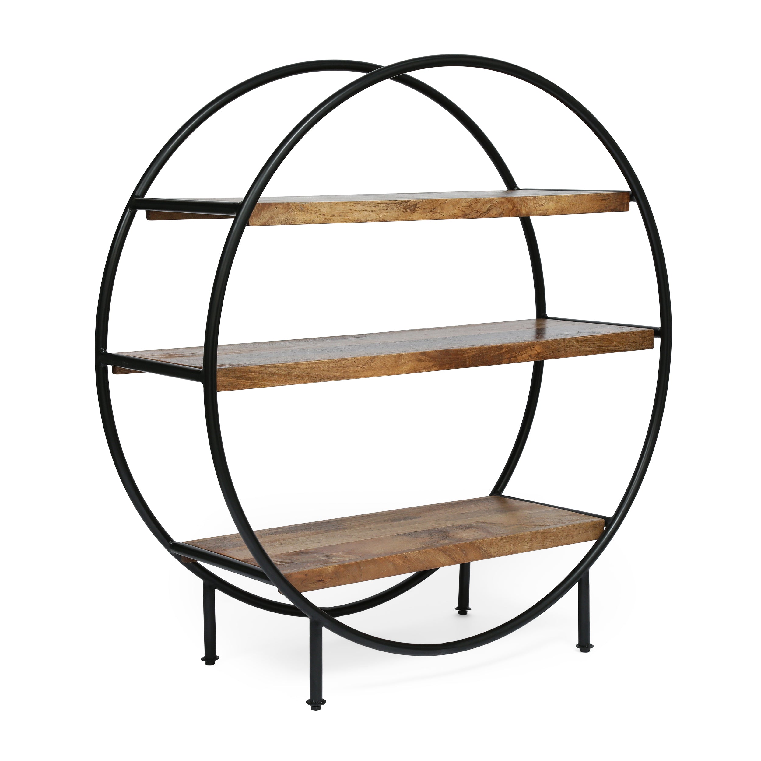 Ayres Handcrafted Industrial Circular Mango Wood Shelf