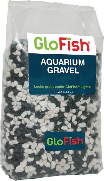 GloFish Aquarium Fish Gravel， Black and White， 5-lb