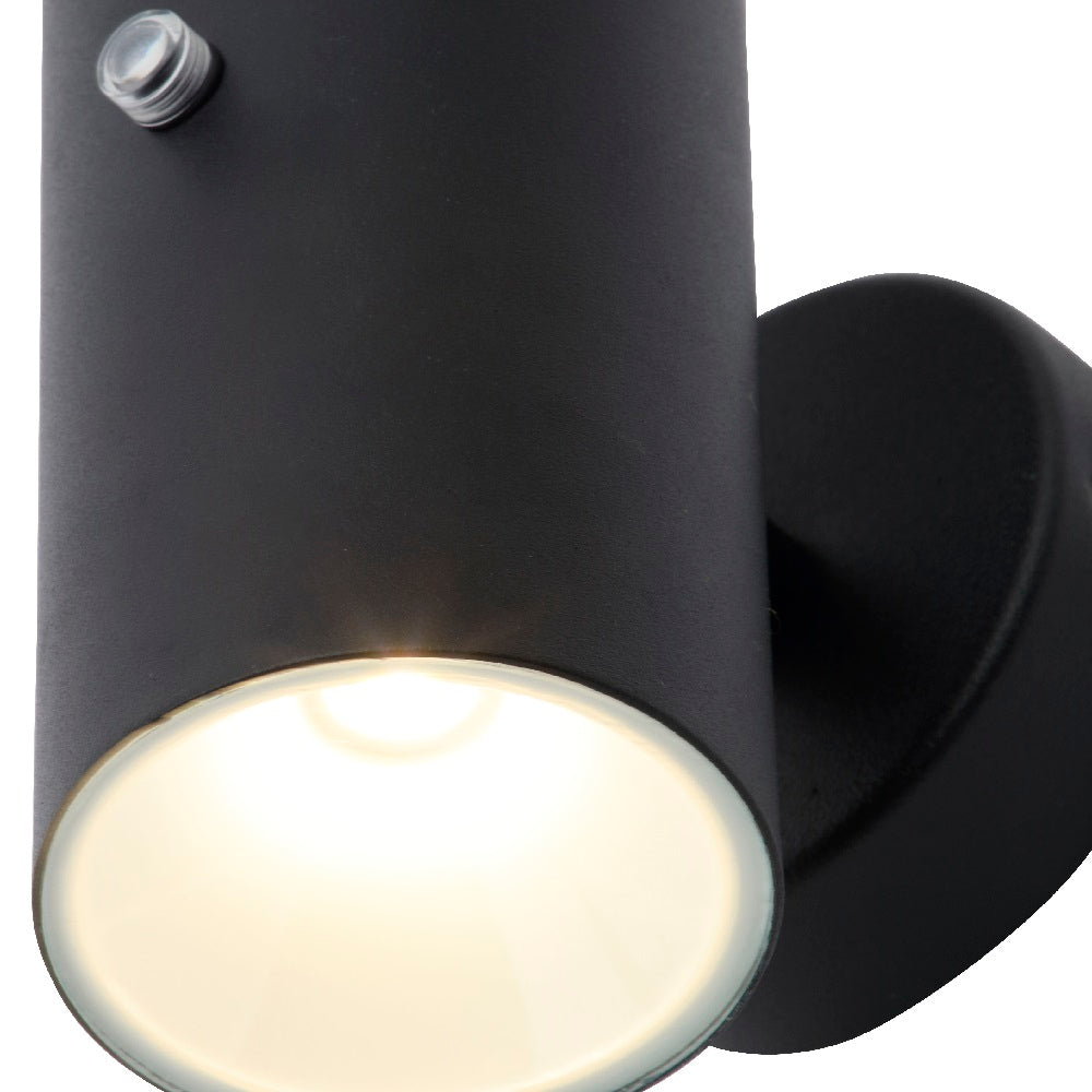 Britalia BRZN-34555-BLK LED Black Outdoor Modern Cylindrical Up & Down Wall Light with Photocell