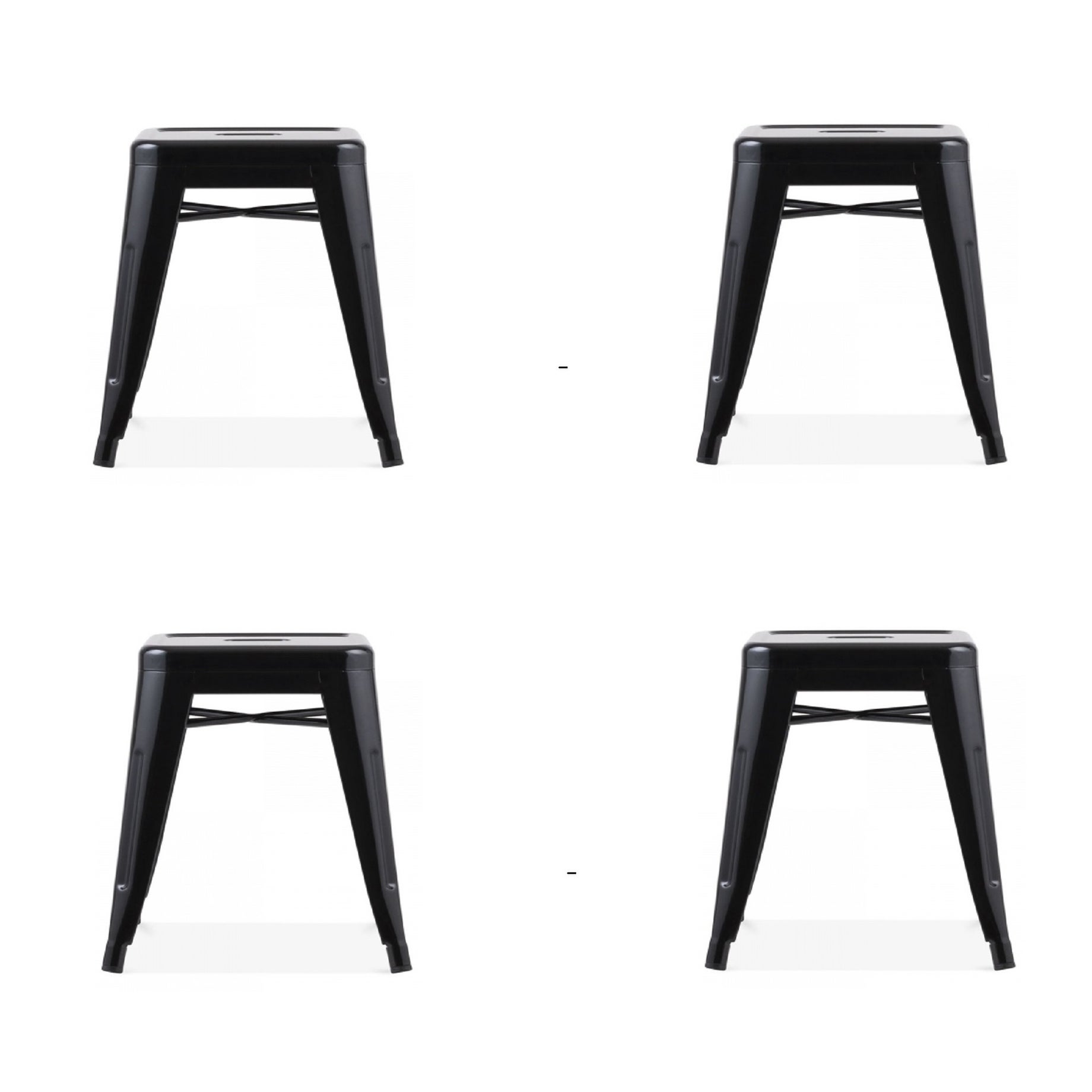 Mini Black Metal Stool (Set of 4) - 18'' H x 14'' W x 14'' D