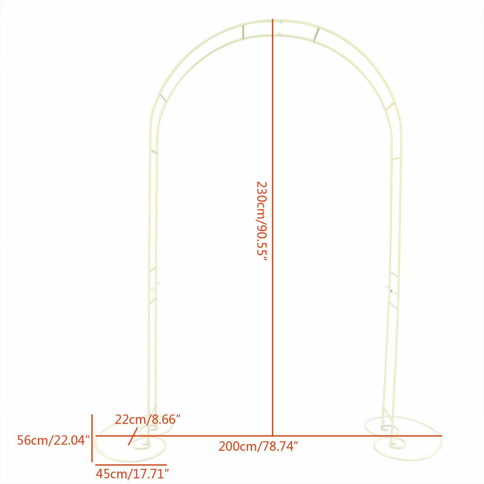 HiKaRiGuMi 7.5FT Metal Garden Arbor with Bases Wedding Arches Party Decor