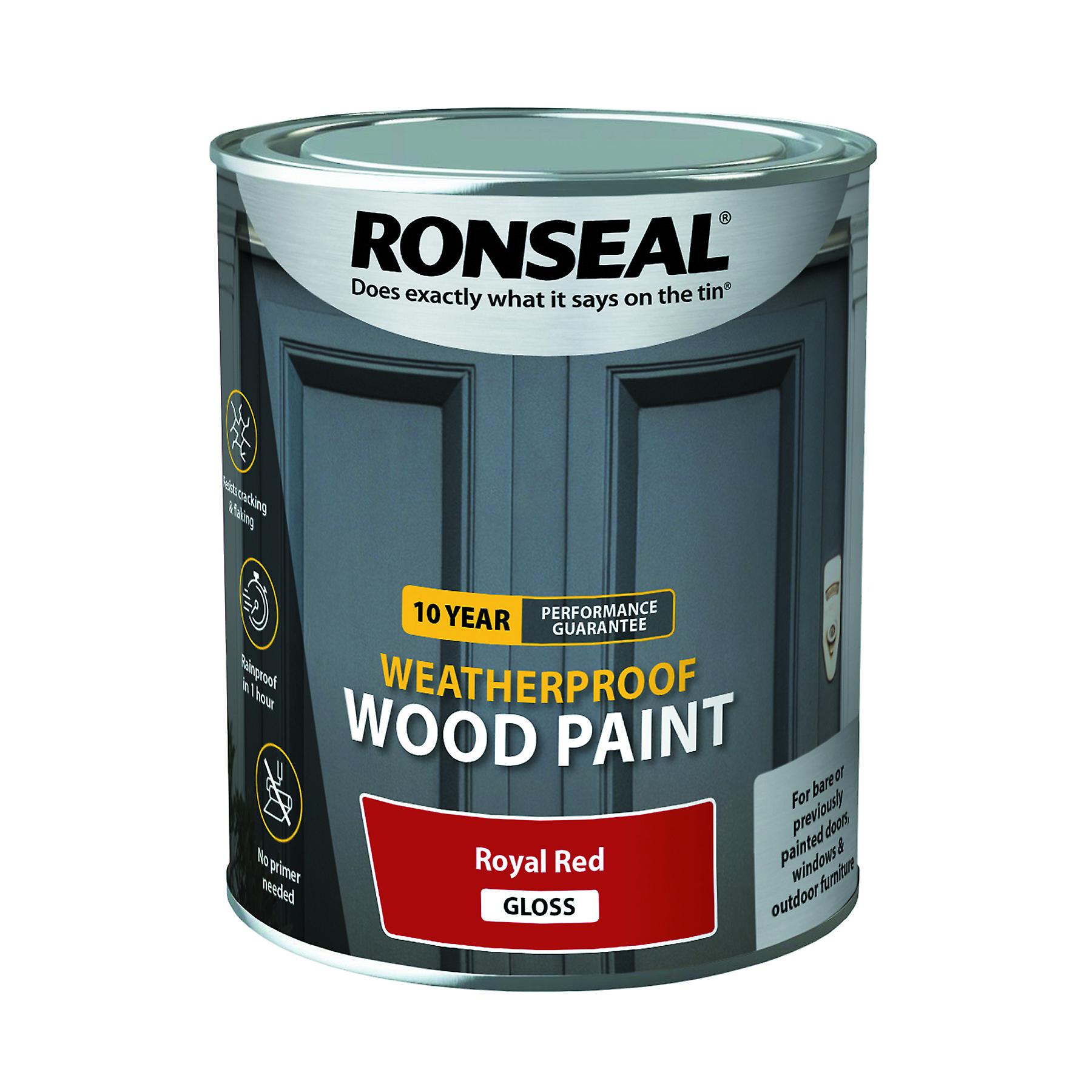 Ronseal 10 Year Weatherproof Wood Paint Gloss 750ml Royal Red