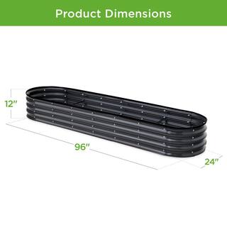 Best Choice Products 8 ft. x 2 ft. x 1 ft. Oval Steel Raised Garden Bed Planter Box for Vegetables Flowers in Charcoal SKY6602
