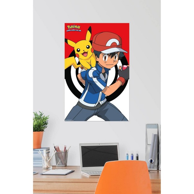 X 22 quot Pokemon Ash And Pikachu Premium Poster Trends International