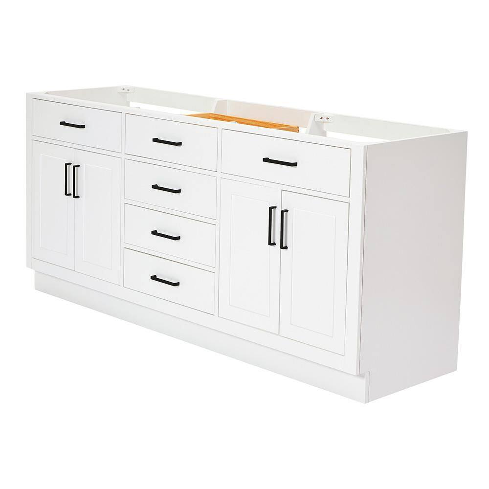 ARIEL Hepburn 72 in. W x 21.5 in. D x 34.5 in. H Bath Vanity Cabinet without Top in White T072D-BC-WHT