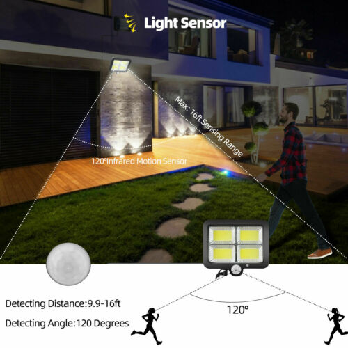 Kqiang 128 Cob Led Solar Pir Motion Sensor Wall Light Lighting Outdoor Garden Yard Lamp