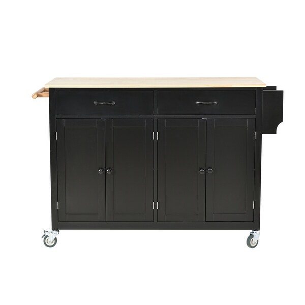 Kitchen Island Cart with Solid Wood Top and Locking Wheels