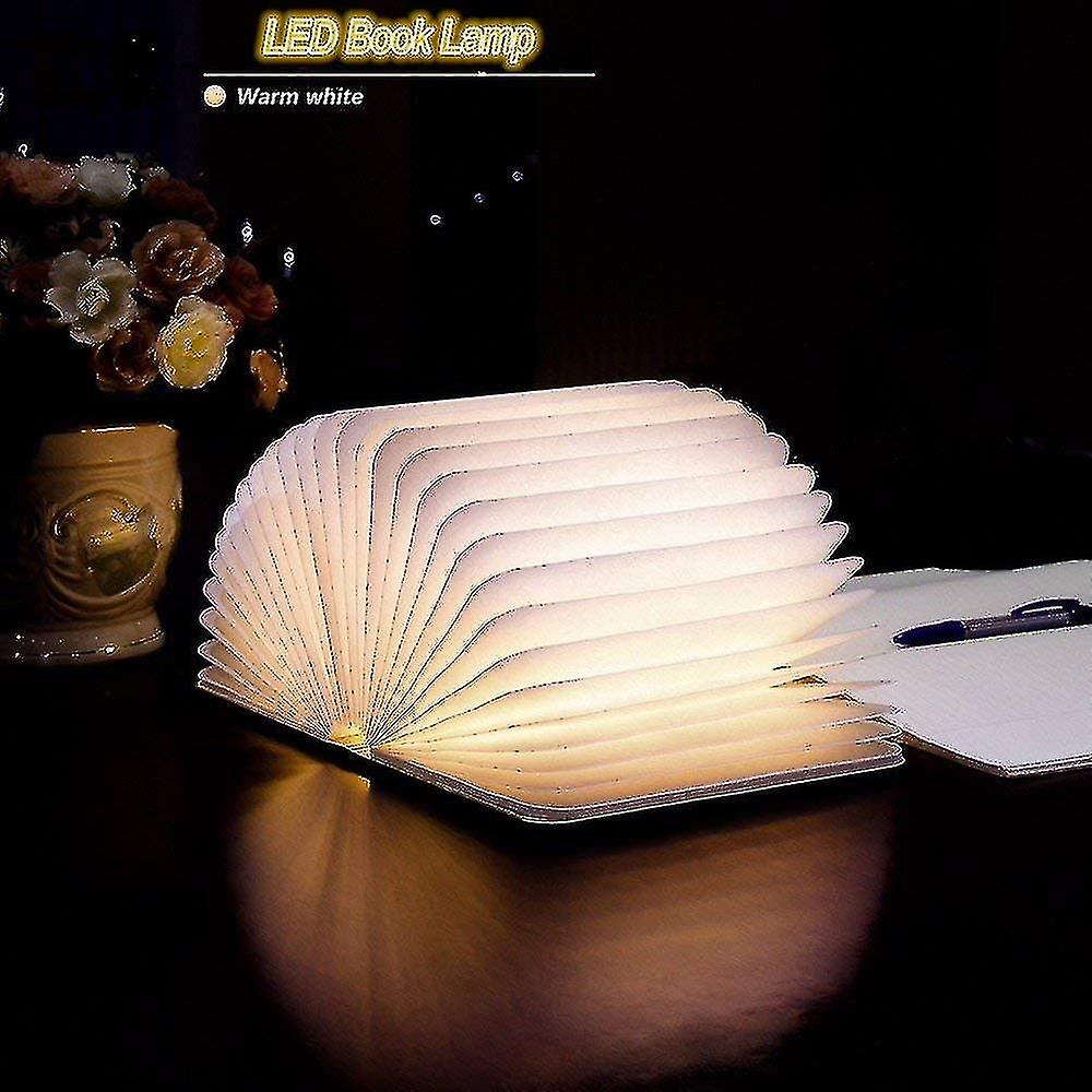 Led Wooden Book Lamp， Folding Magnetic Book Lamp， Led Usb Rechargeable Paper Lamp