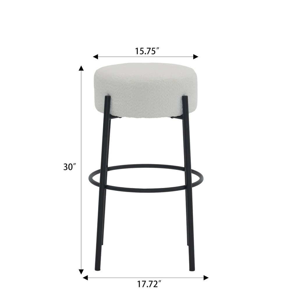 Set of 2 Round Contemporary Upholstered High Bar Stools