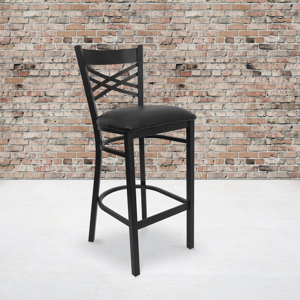 2 Pack ''X'' Back Metal Restaurant Barstool   17\