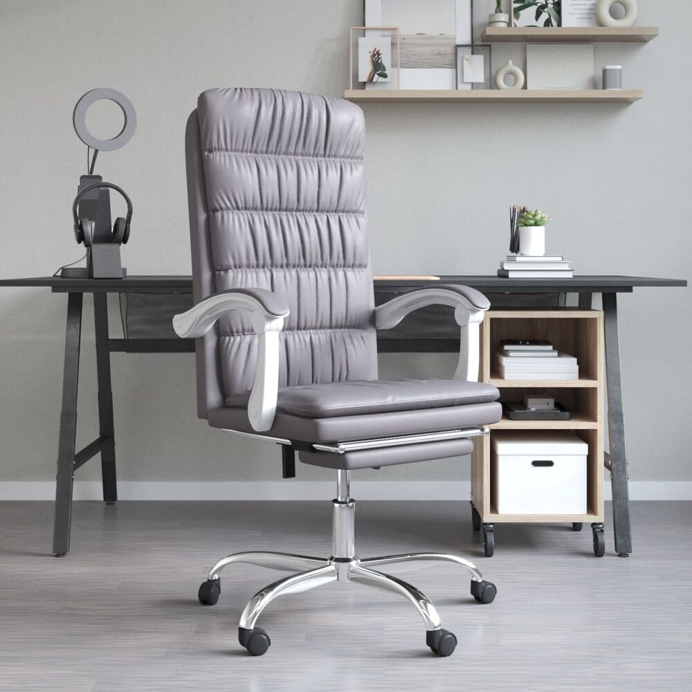 vidaXL Reclining Office Chair Black/Gray Faux Leather   24.8\