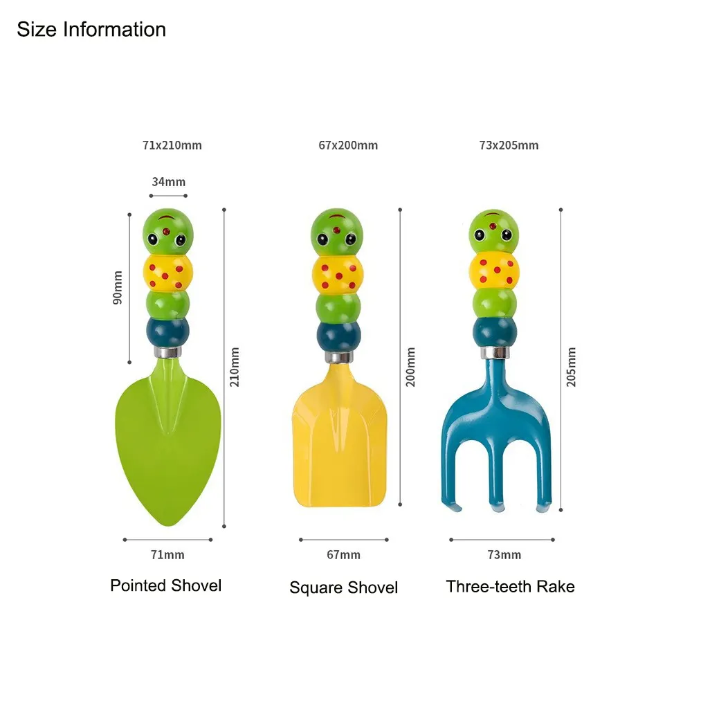 Customized  New Design 3PCS Mini Chidren Garden Tool Set with ABS Plastic Handle for Kids Rake Shovel  Garden Tool Set