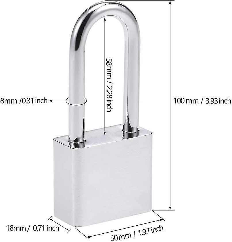 50mm Padlock 4 Key Padlock，hardened Steel Case， 8mm Diameter Long Shackle，waterproof Exterior Padlock