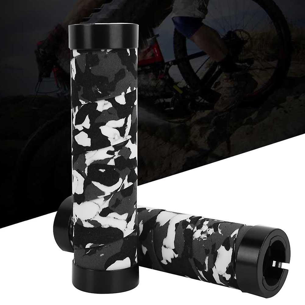 Bicycle Lockable Sponge Handle Grip Anti-slip Mountain Bike Grips With Pu Leather(camouflage)