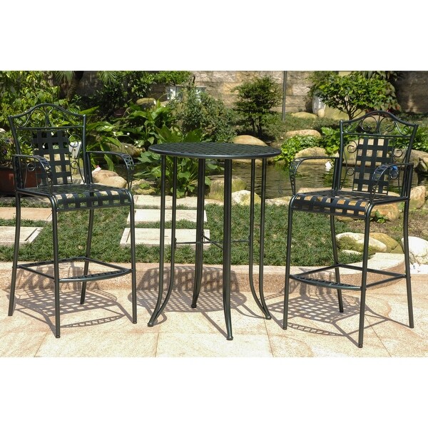 Mandalay 3Piece Outdoor Iron Bar Bistro Set (Set of 3)