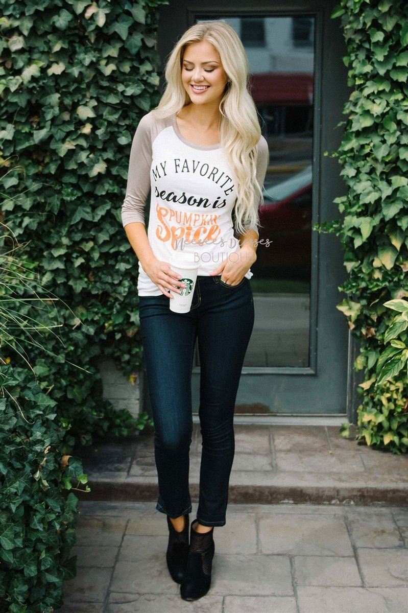 Pumpkin Spice Baseball Sleeve Top