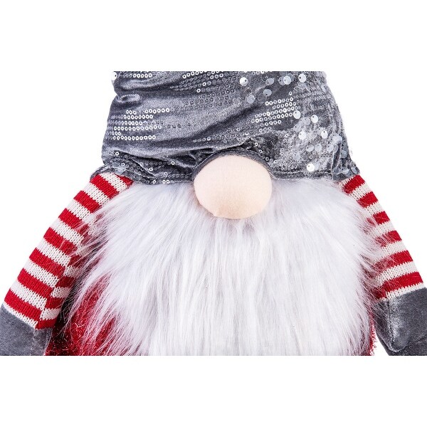 Gnome with Gray Hat and Telescopic Legs Fabric Christmas Decoration