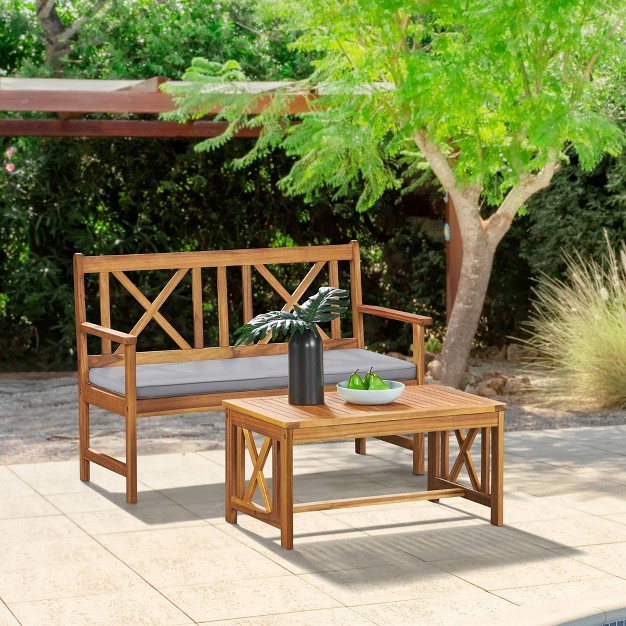 Manchester 2pc Acacia Wood Outdoor Set Natural Alaterre Furniture