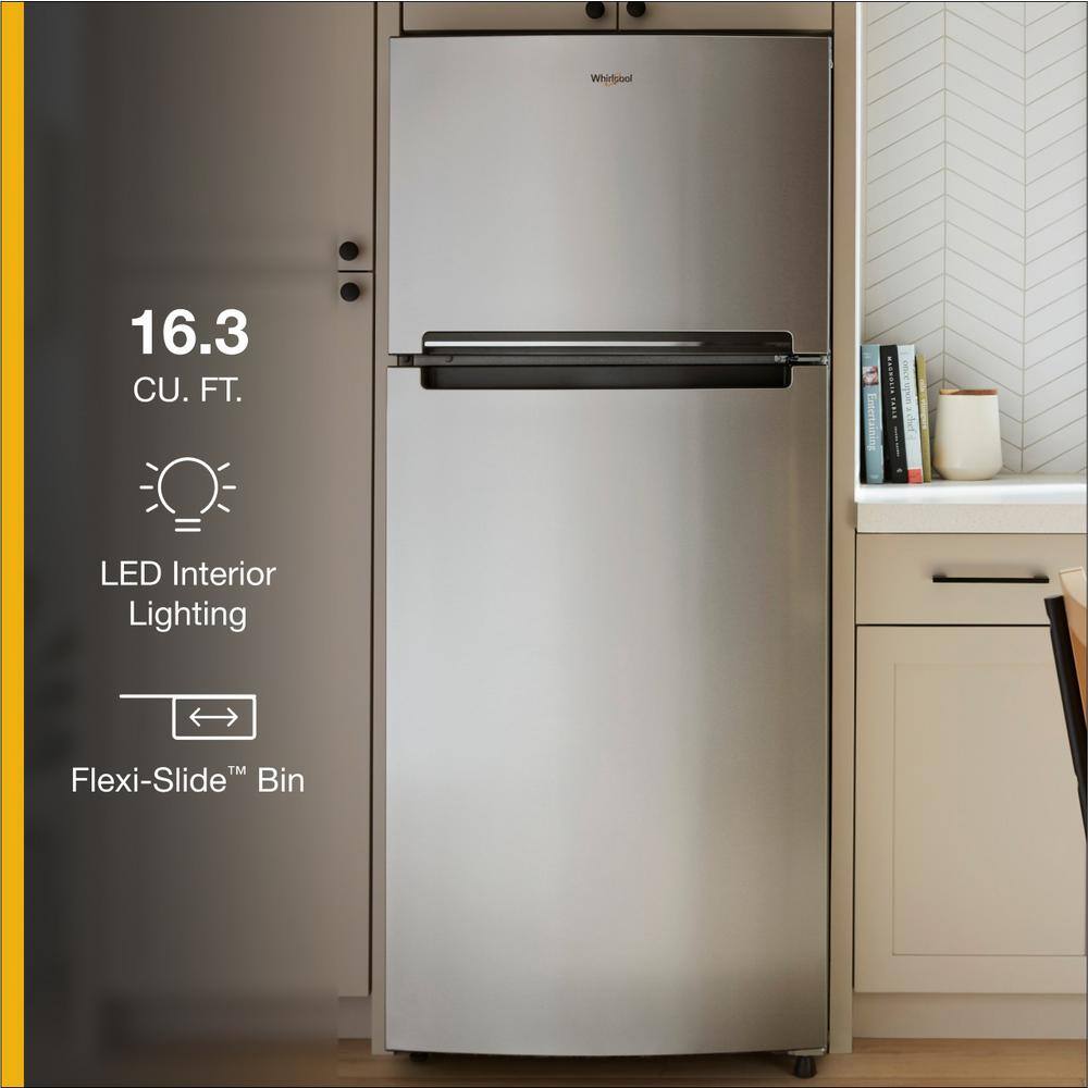 Whirlpool 16.6 cu. ft. Built-In Top Freezer Refrigerator in Dolos Steel WRTX5028PM