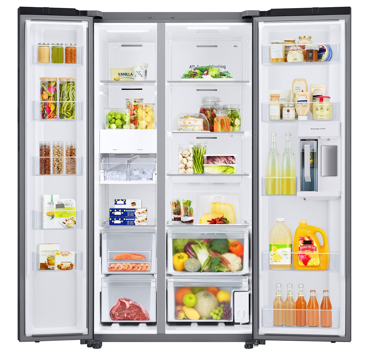  ADA Bespoke 28 Cu. Ft. White Glass Smart Side-By-Side Refrigerator With Beverage Center